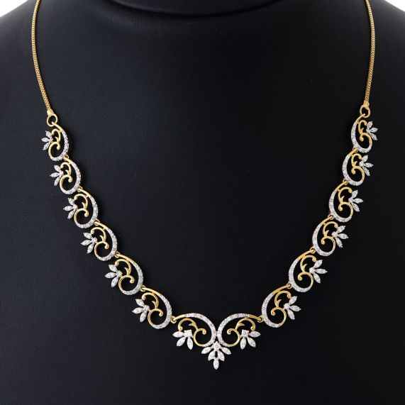Handcrafted Diamond Necklace Displayed in a Showcase